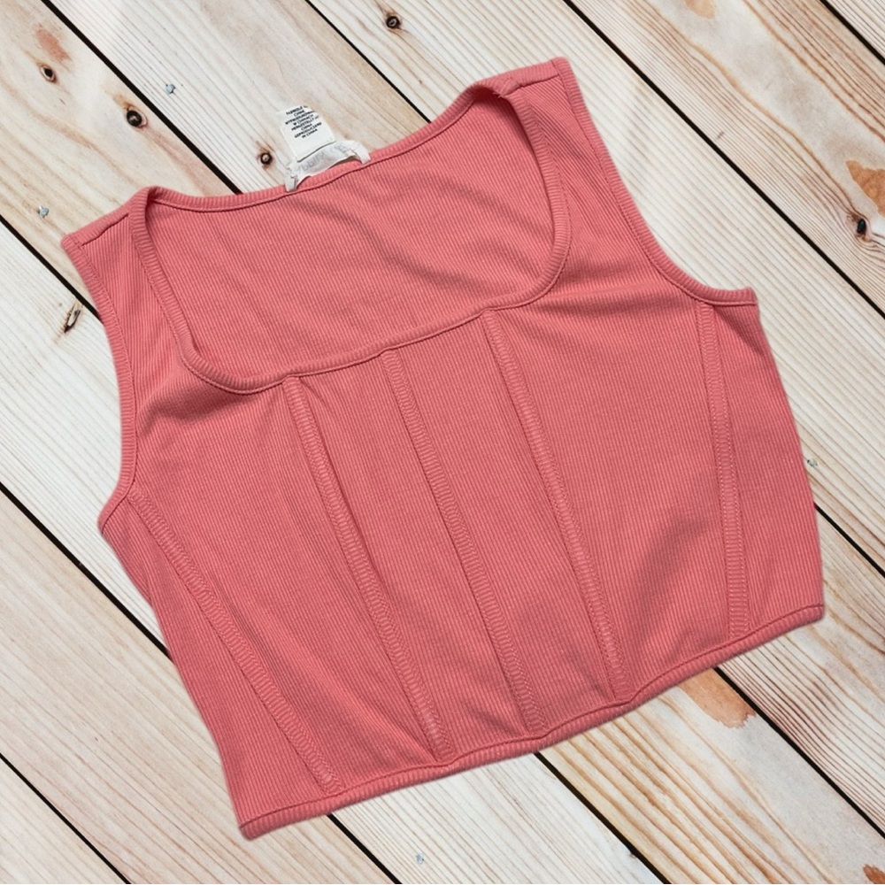 NWT Happily Grey S coral square neck corset tank top - Picture 2 of 11